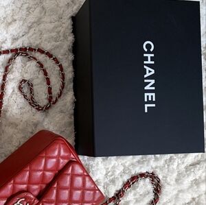 CHANEL Jumbo classic flap bag Valentine's Red RARE